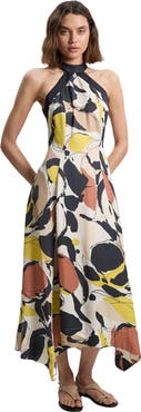 Karen Millen Petite Abstract Print Halter Maxi Dress