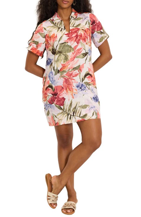 Island Bloom Floral Print Shift Dress