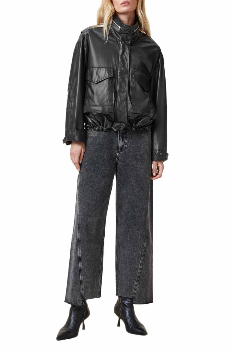 Clay Leather Jacket, Alternate, color, BLACK