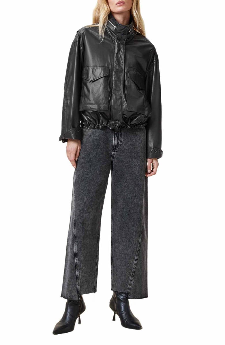 AllSaints Clay Leather Jacket, Alternate, color, Black