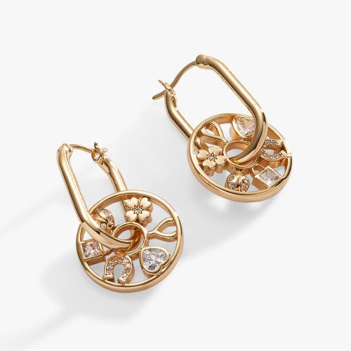 Alex And Ani Love Luck Wheel Hoop Earrings In Gold