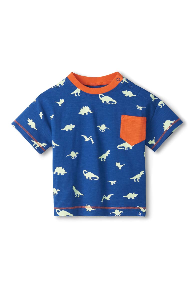 Kids' Glow in the Dark Dinos Pocket T-Shirt, Main, color, BLUE