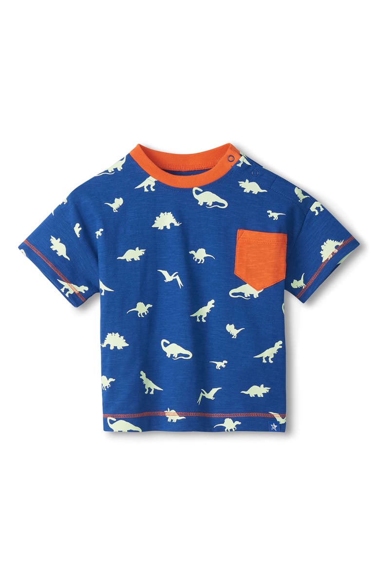 Hatley Kids' Glow in the Dark Dinos Pocket T-Shirt, Main, color, Blue