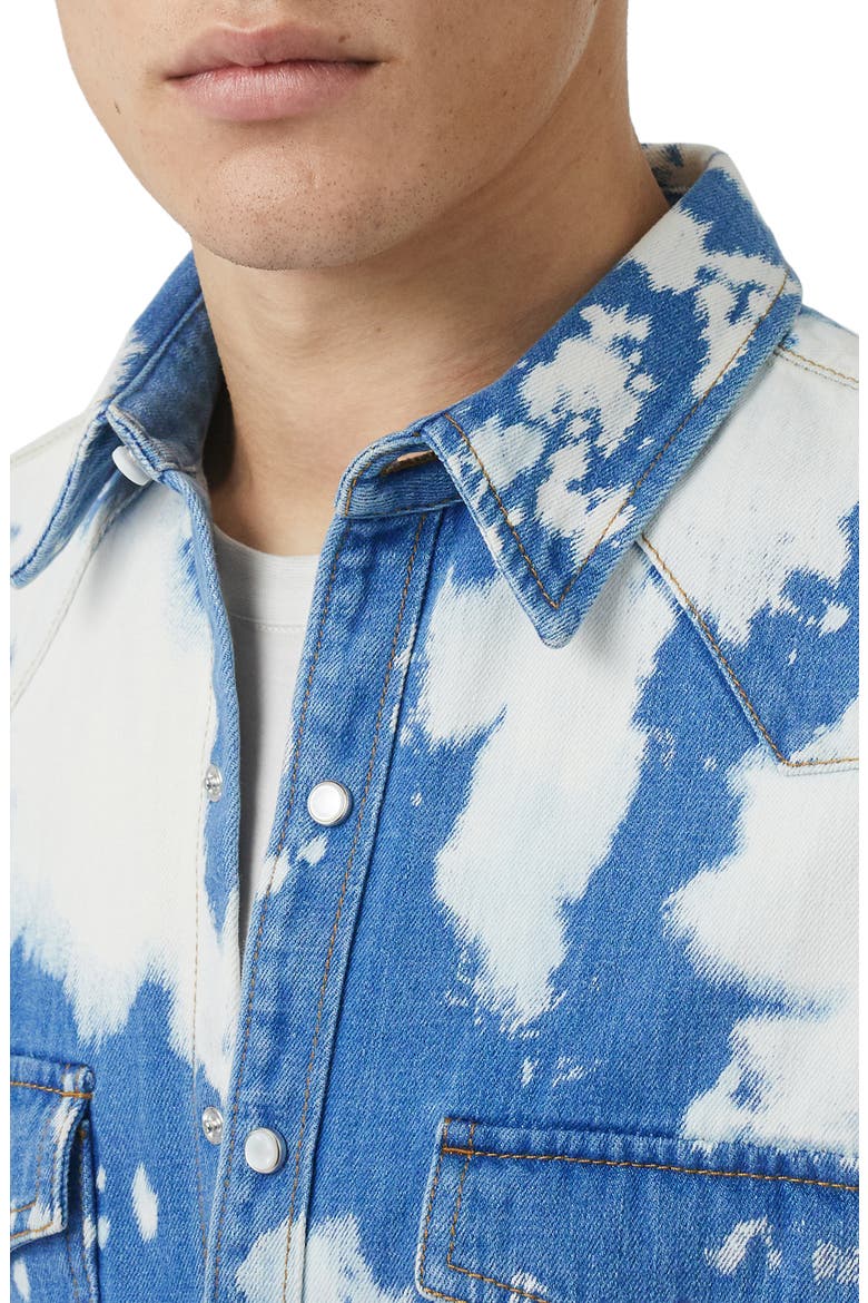 Bleach Denim Slim Fit Western Shirt, Alternate, color, LIGHT INDIGO