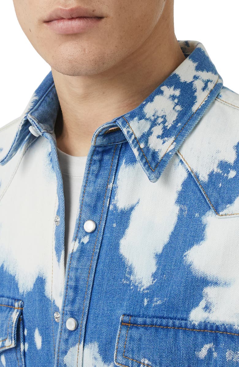 Burberry Bleach Denim Slim Fit Western Shirt, Alternate, color, 