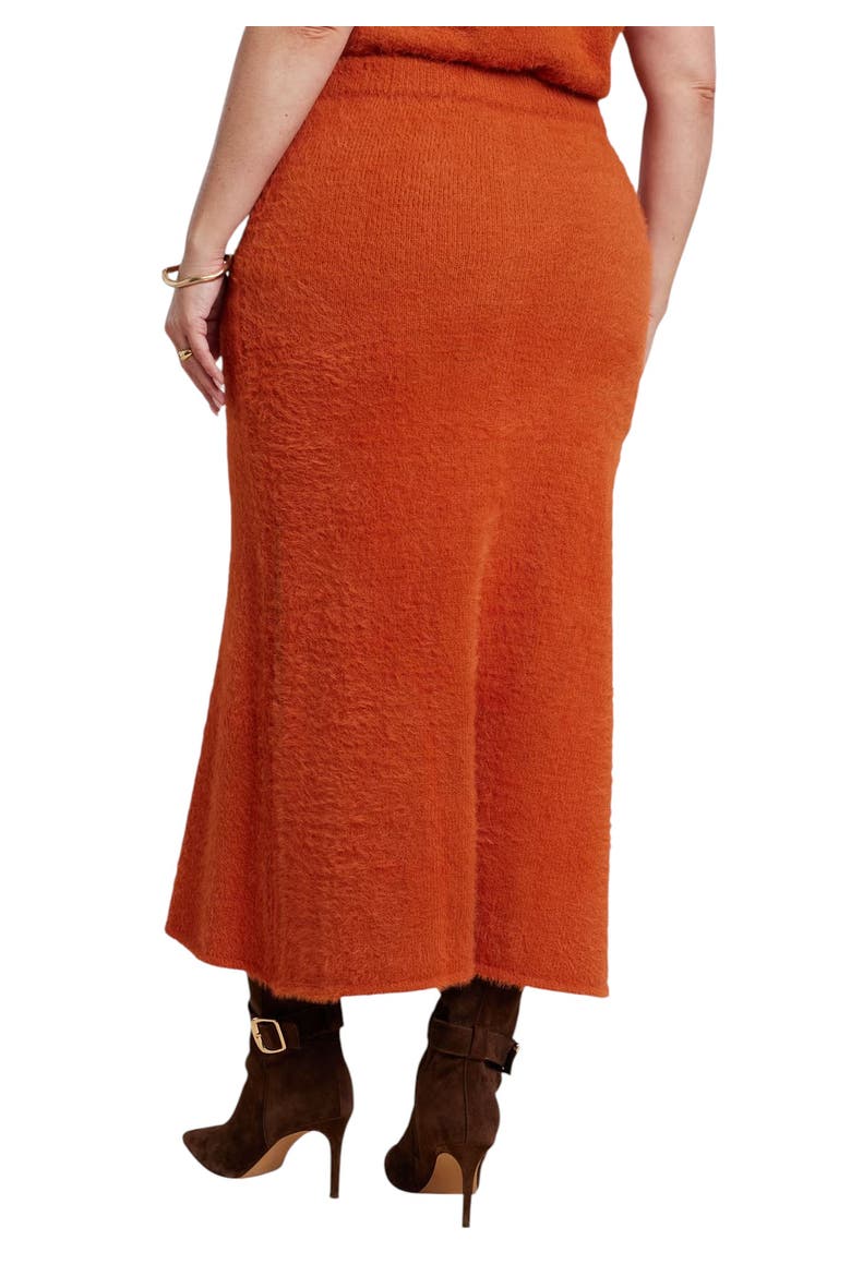 Fuzzy Maxi Sweater Skirt, Alternate, color, ORANGE BRONZE