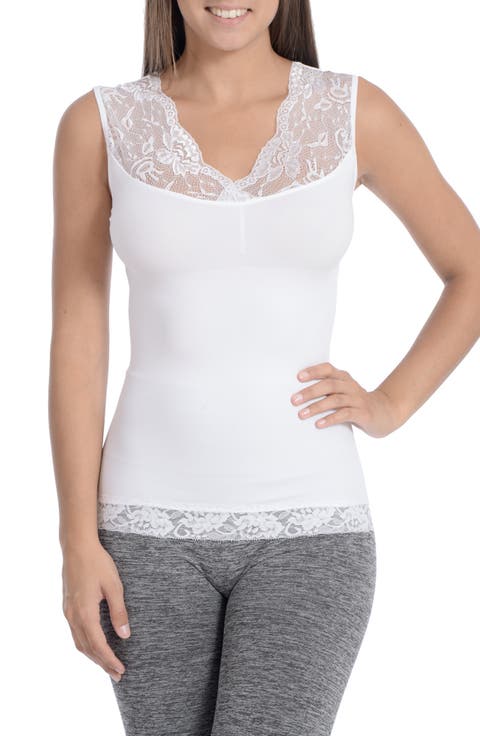 Seamless Lace Trim Cup Tank Body Slip