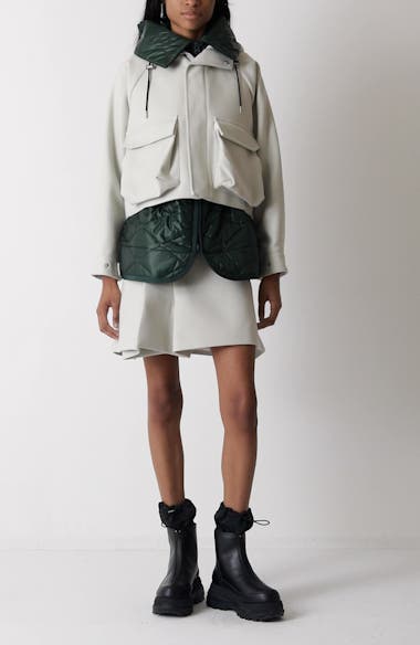 Sacai Mixed Media Blouson Jacket | Nordstrom