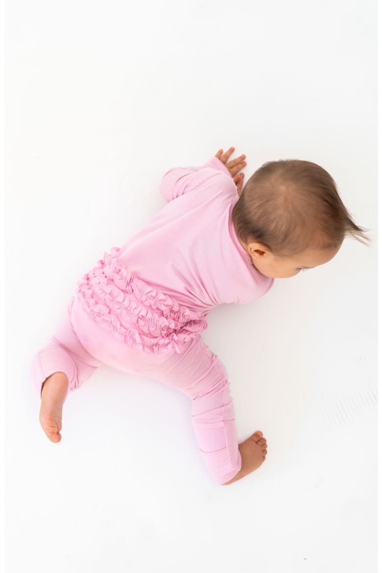 Lillian Pink Ruffle Convertible Footie, Alternate, color, Pink