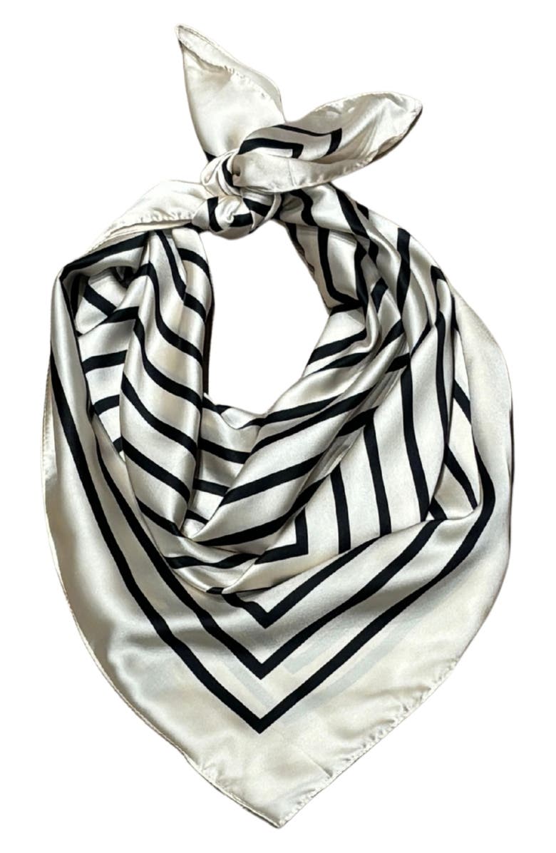 MARCUS ADLER Geo Print Satin Scarf, Alternate, color, Black/ White