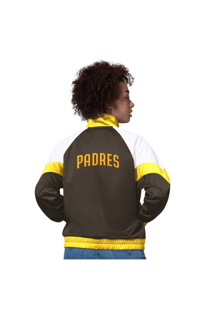 STARTER Women
s Starter  White/Gold San Diego Padres Teamwork Raglan Full-Zip Track Jacket, Alternate, color, White