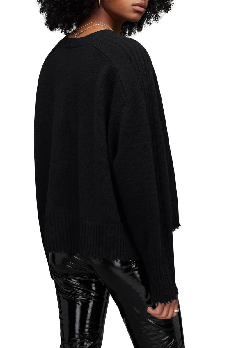 AllSaints Kiera Fray Edge Cashmere & Wool Crewneck Sweater, Alternate, color,