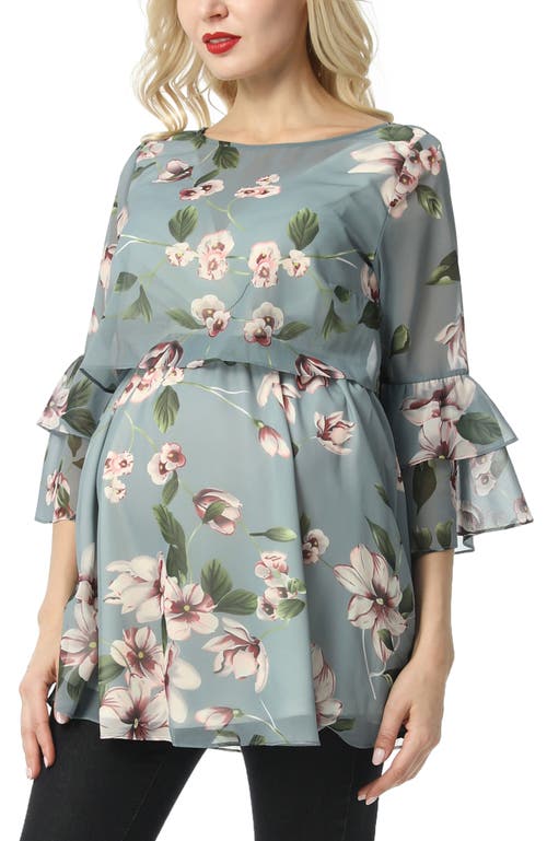 Kimi & Kai Audrey Maternity/nursing Floral Print Blouse In Multicolored
