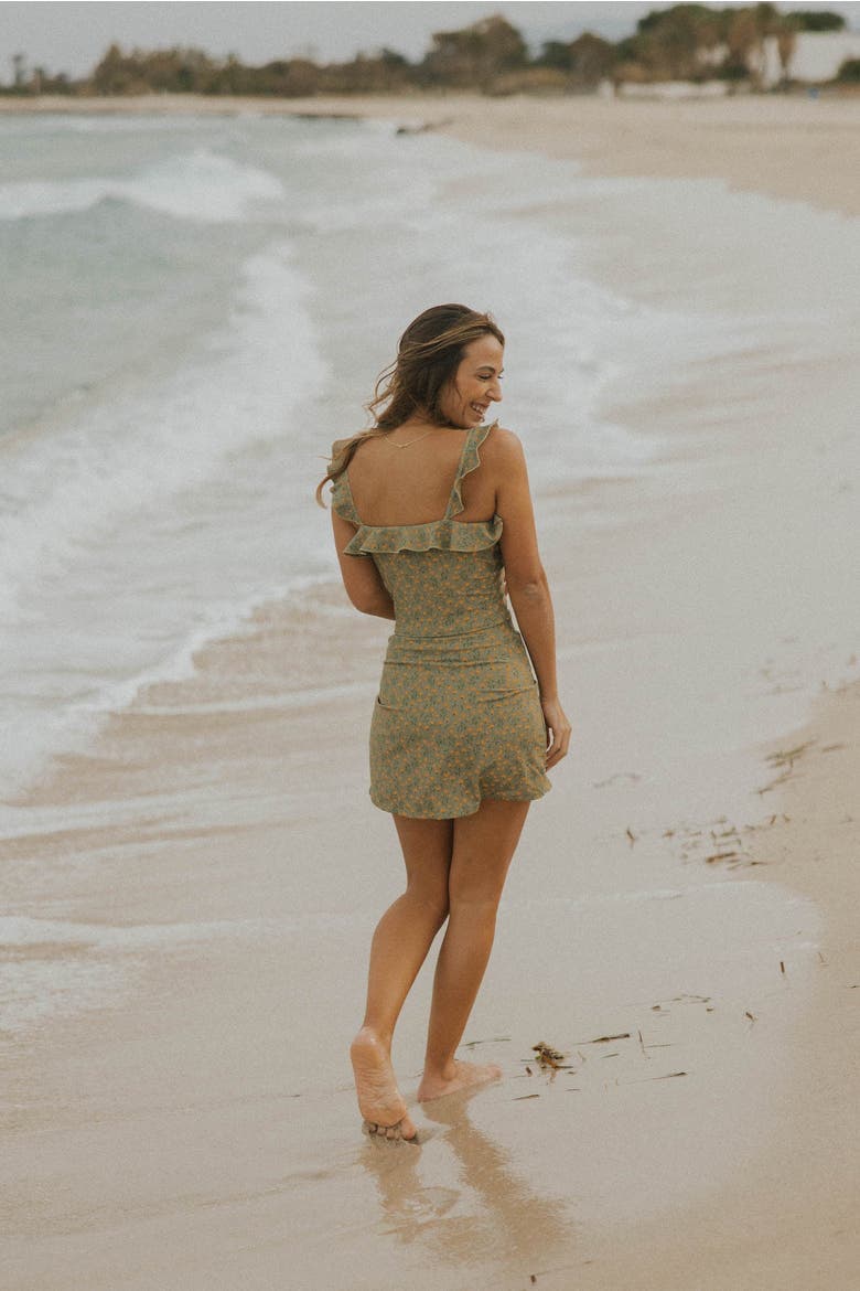 Bella High Waisted Swim Skirt, Alternate, color, Green Yellow Floral