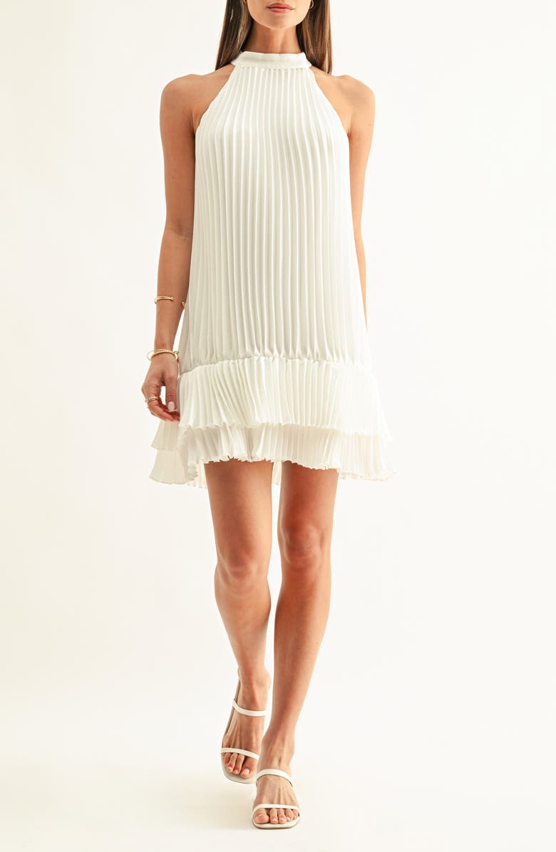 Adelyn Rae Brielle Pleated Trapeze Minidress, Alternate, color, Ivory