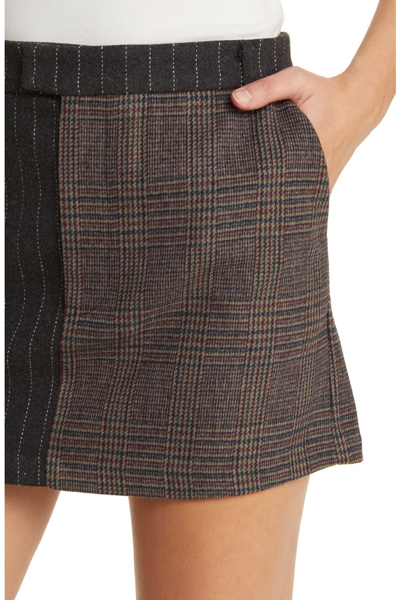 Prim Mixed Print Miniskirt, Alternate, color, PINSTRIPE PLAID MIX