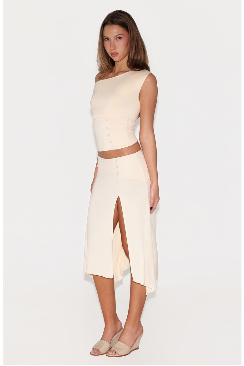 Alyssa Curved Yoke High-Low Skirt, Alternate, color, CREAM