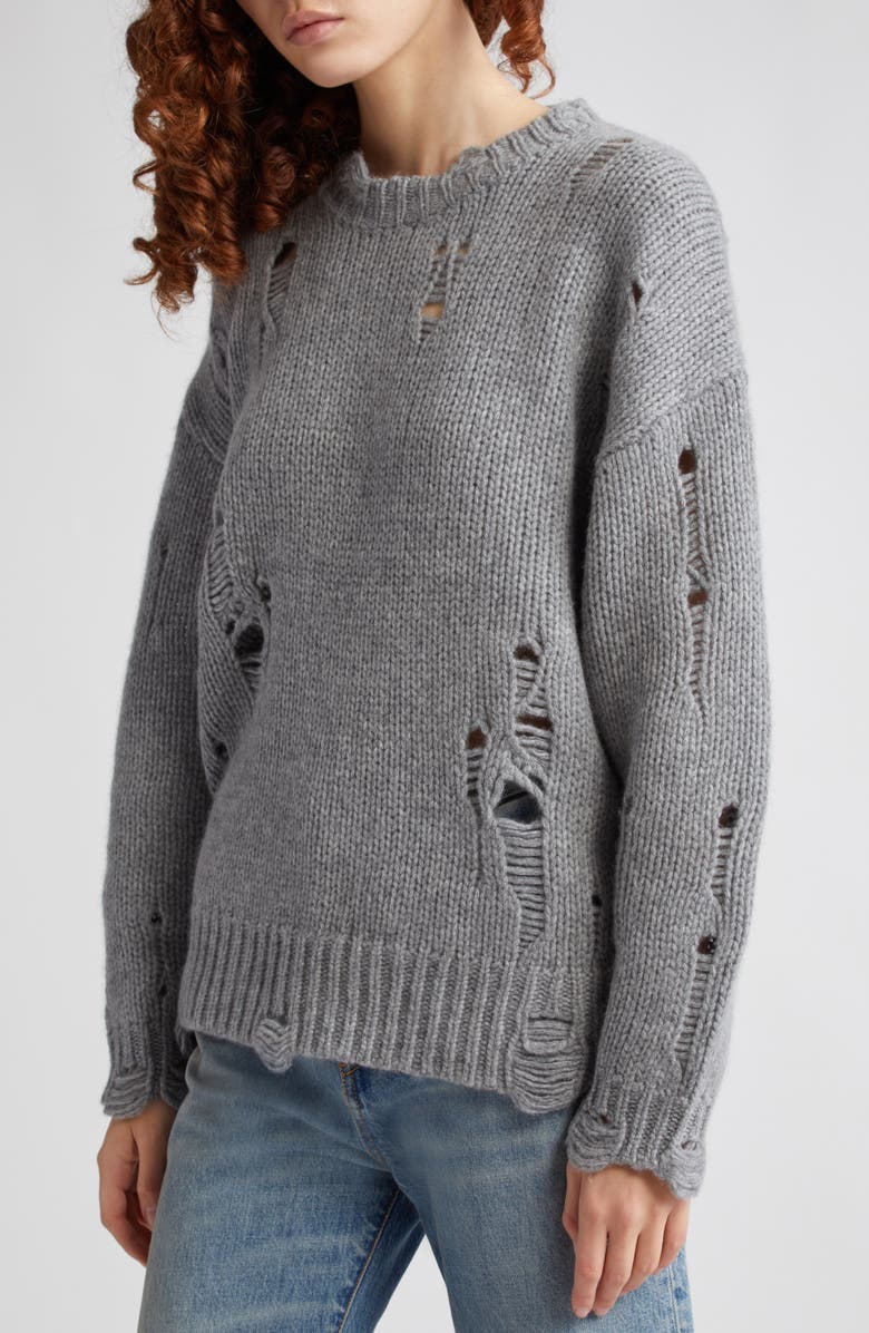 R13 Oversize Distressed Cashmere Sweater, Alternate, color,