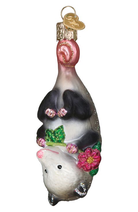 Blossom Opossum Glass Ornament