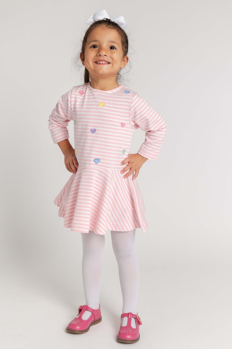 Stripe Knit Dress with Hearts, Alternate, color, Pink & White Stripe