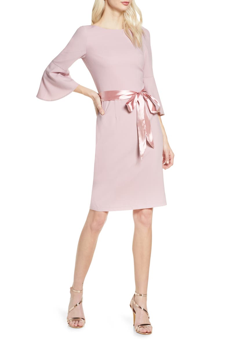 Yohana Satin Sash Cocktail Dress, Main, color, MINK