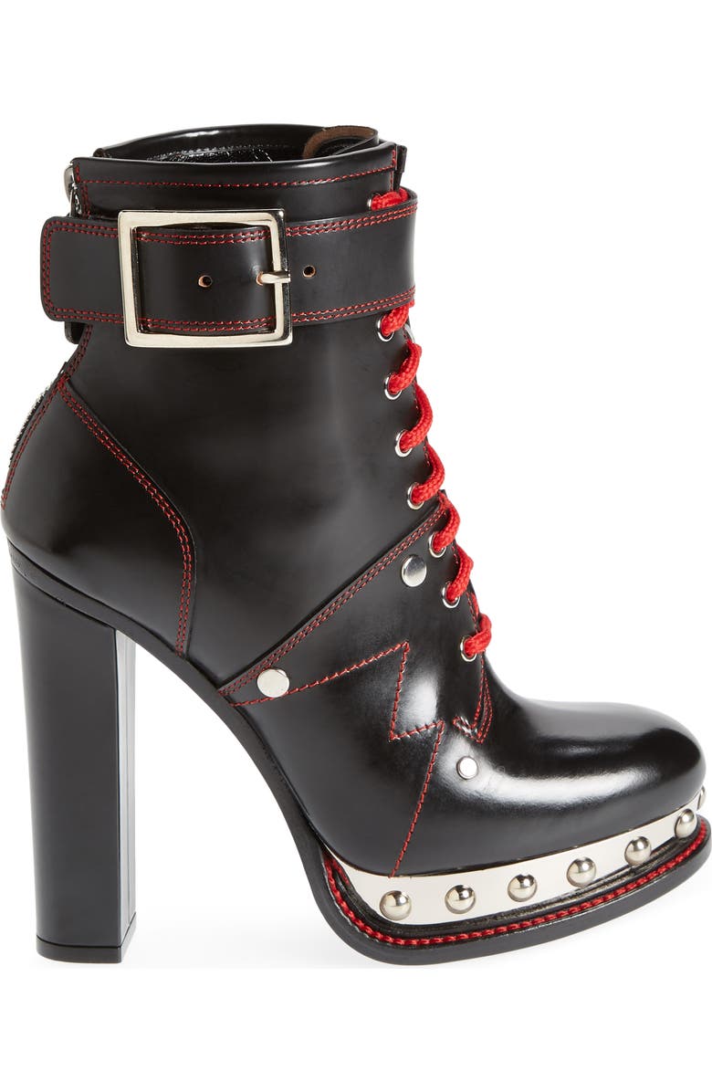 McQueen Alexander McQueen XXMM Lace-Up Platform Bootie, Alternate, color,