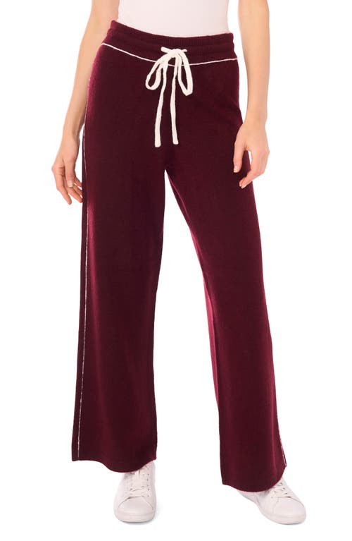 Vince Camuto V-neck Sweater & Pants Set In Burgundy