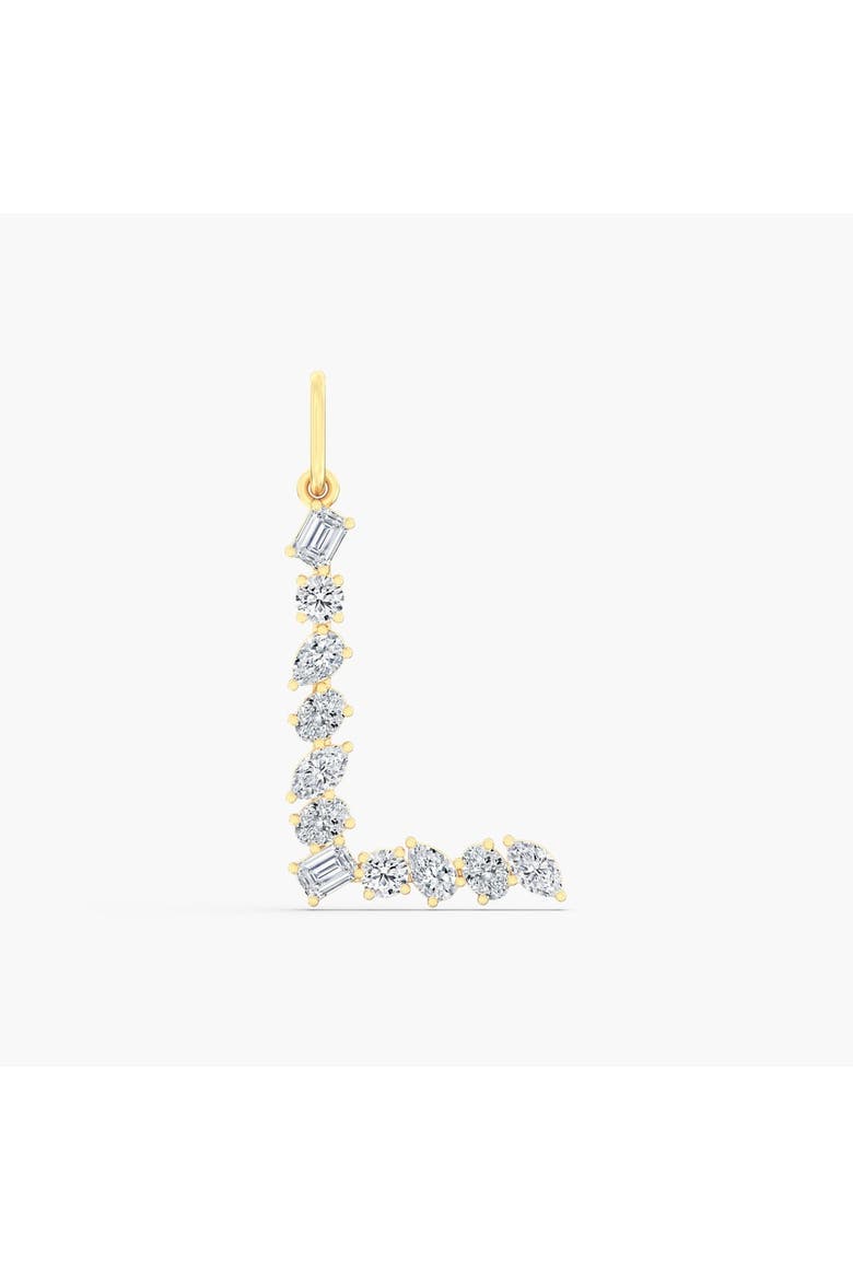 Multi-Shape Letter "L" Lab Diamond Charm in 14K, Main, color, Yellow Gold