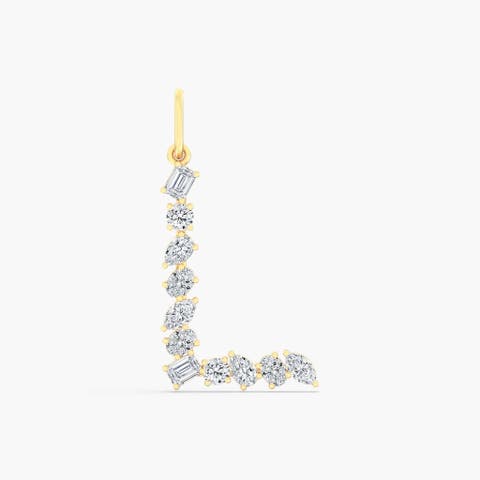 Multi-Shape Letter "L" Lab Diamond Charm in 14K