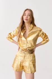 LANHTROPY San Marino Metallic Linen Top