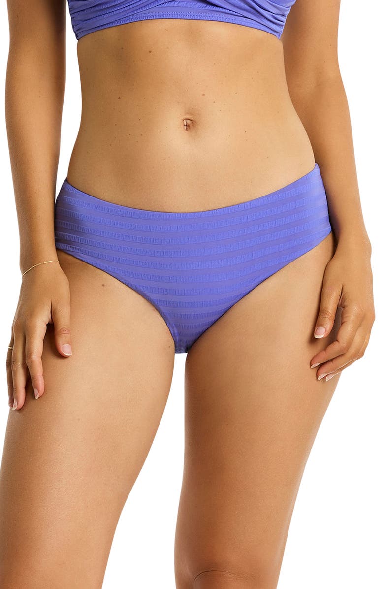 Sea Level Capri Mid Rise Bikini Bottoms, Main, color, Iris