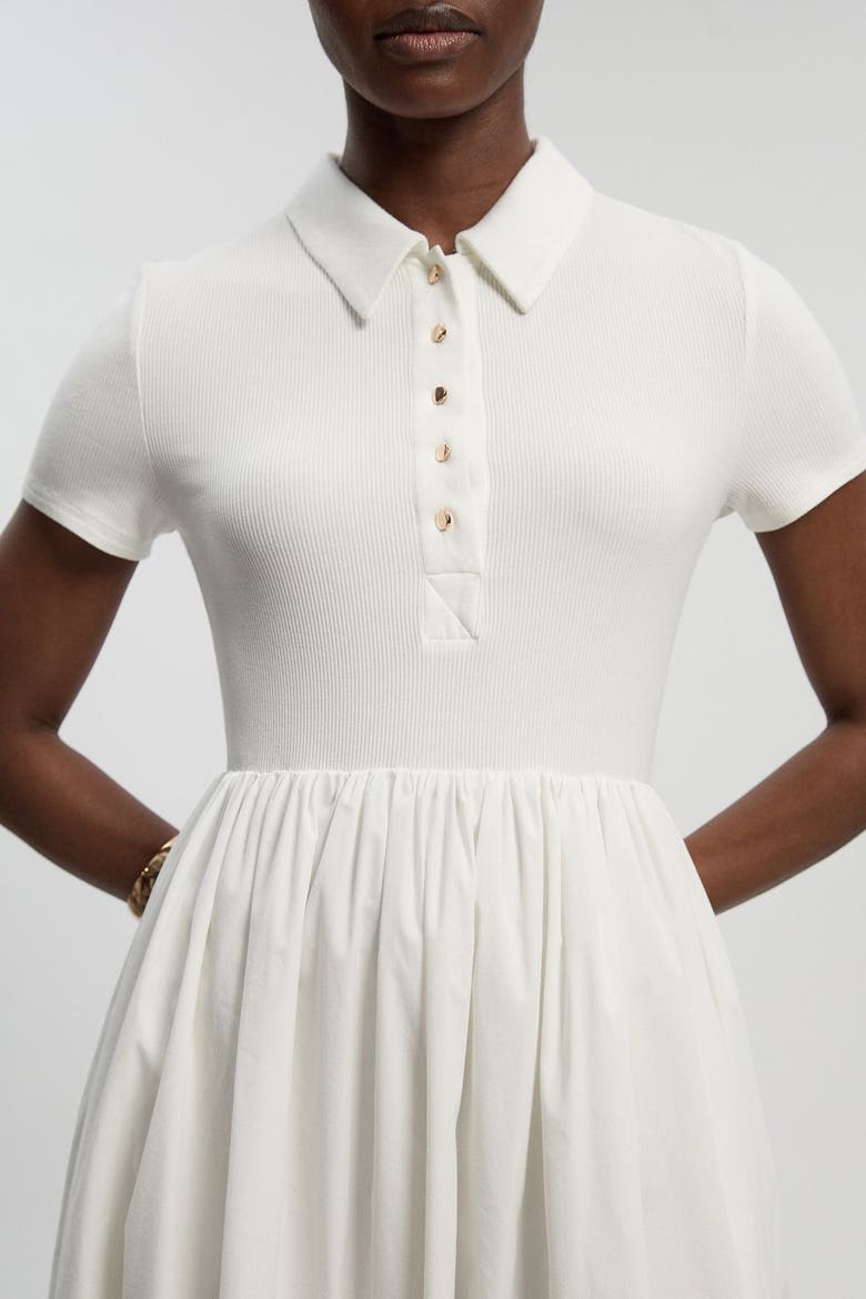 Rib Shirt Midi Dress, Alternate, color, Ivory