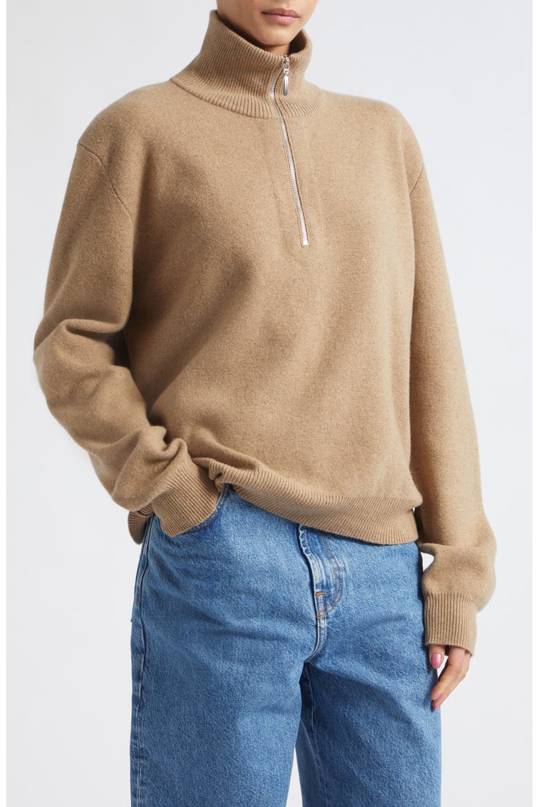 Mouliné Half Zip Pullover Sweater, Alternate, color, CAMEL