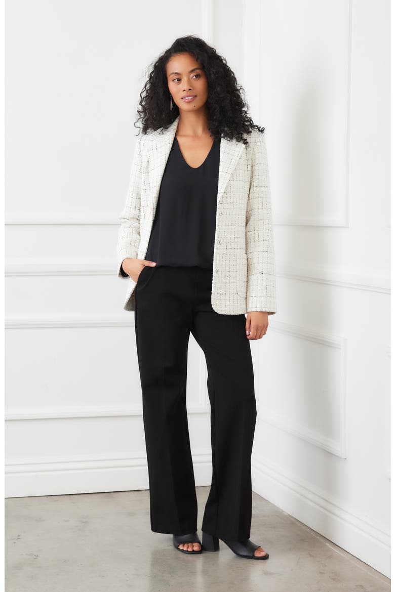 Check Tweed Blazer, Alternate, color, BLACK/ OFF WHITE