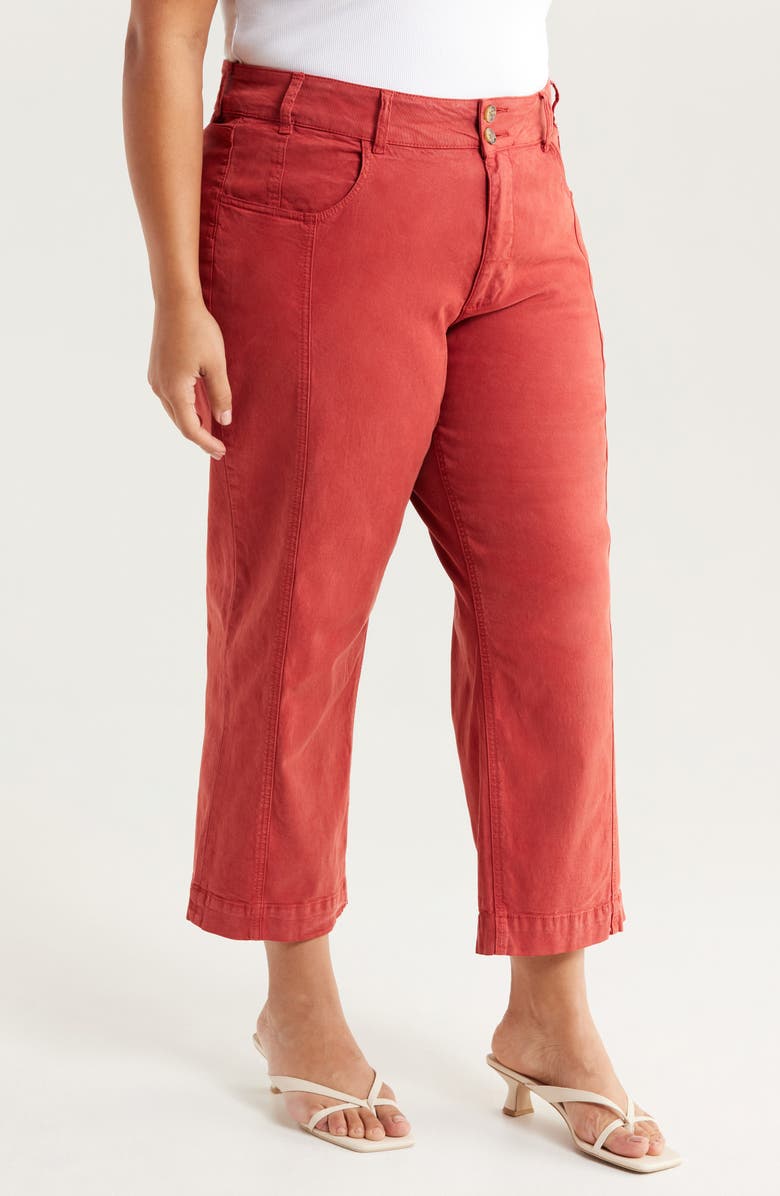 KUT from the Kloth High Waist Crop Wide Leg Pants, Alternate, color, Clay