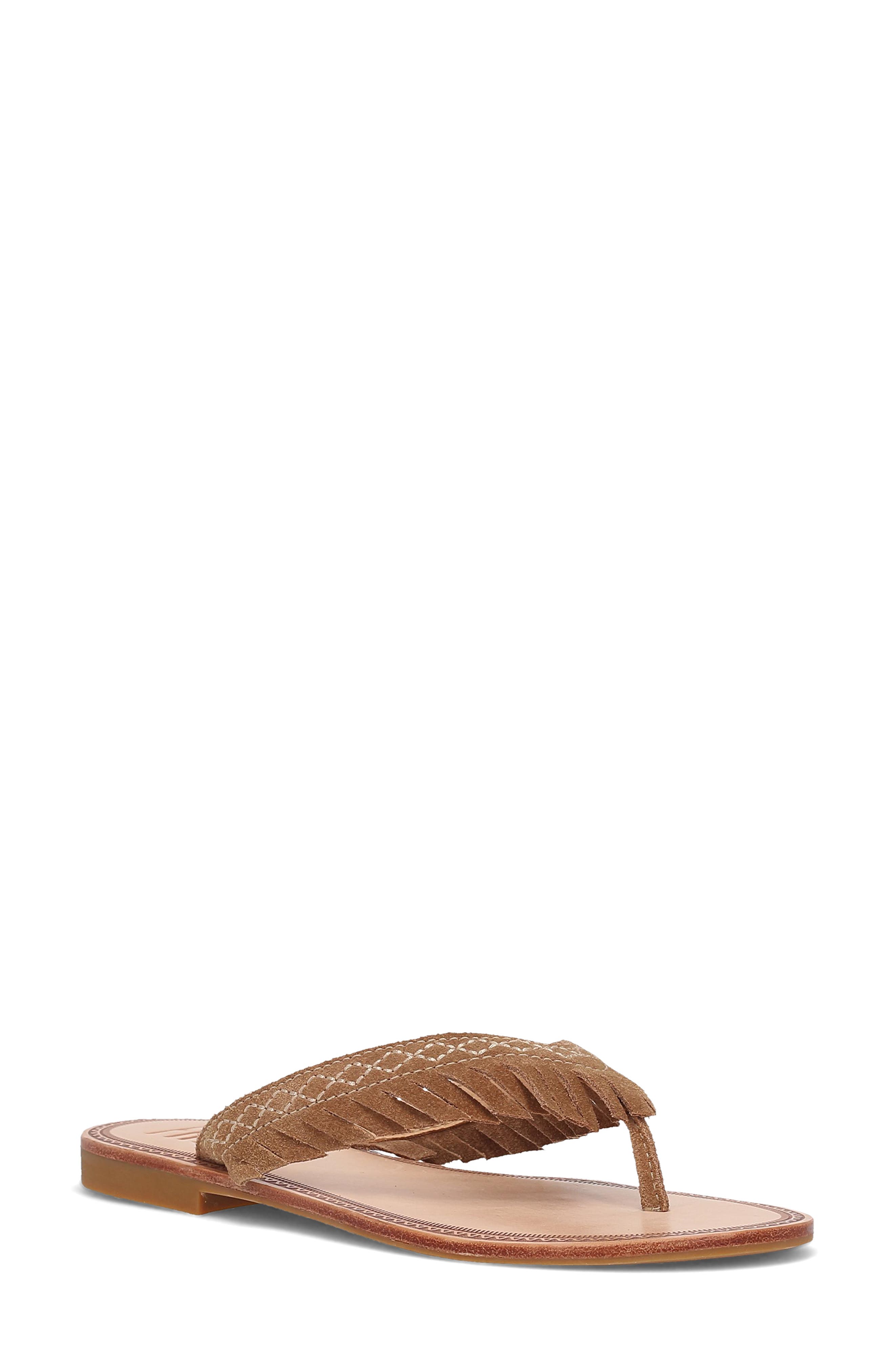 Ava Fringe Flip Flop, Main, color, ALMOND