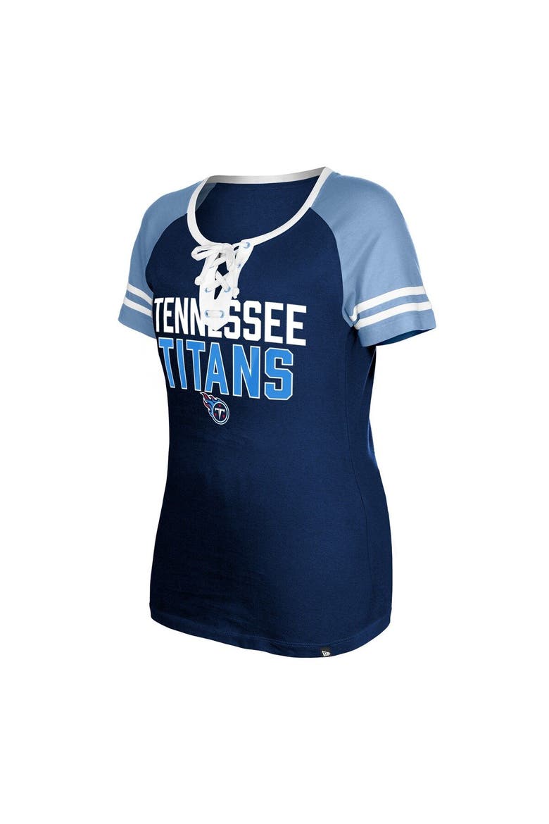 Women's New Era  Navy Tennessee Titans Raglan Lace-Up T-Shirt, Alternate, color, Navy