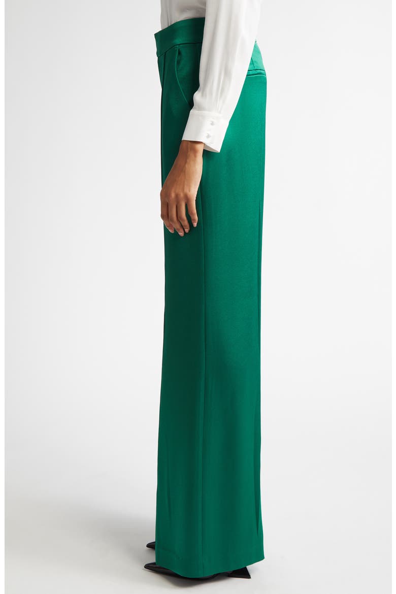 Dylan Piped Satin Wide Leg Pants, Alternate, color, FOREST GREEN