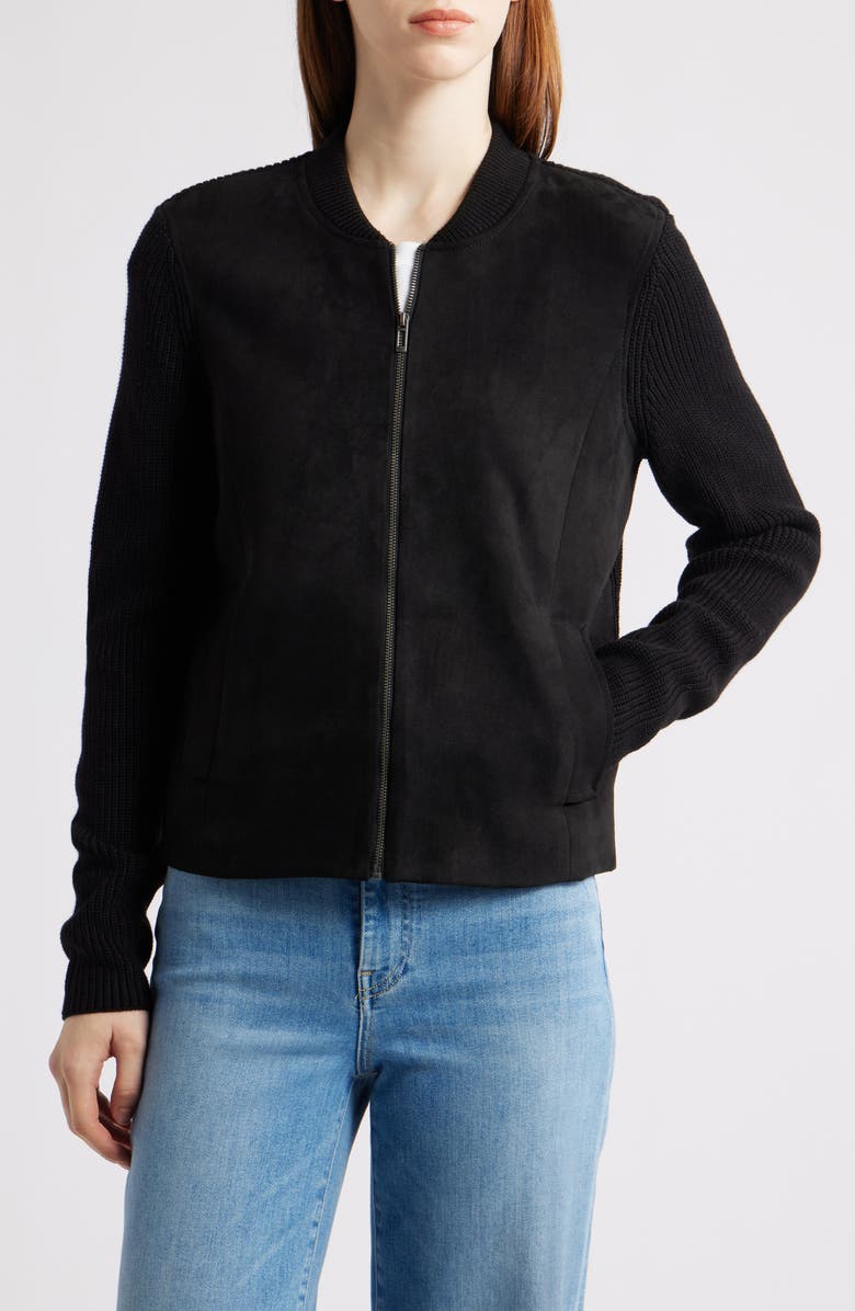 NIC+ZOE Mixed Media Bomber Jacket, Alternate, color, 