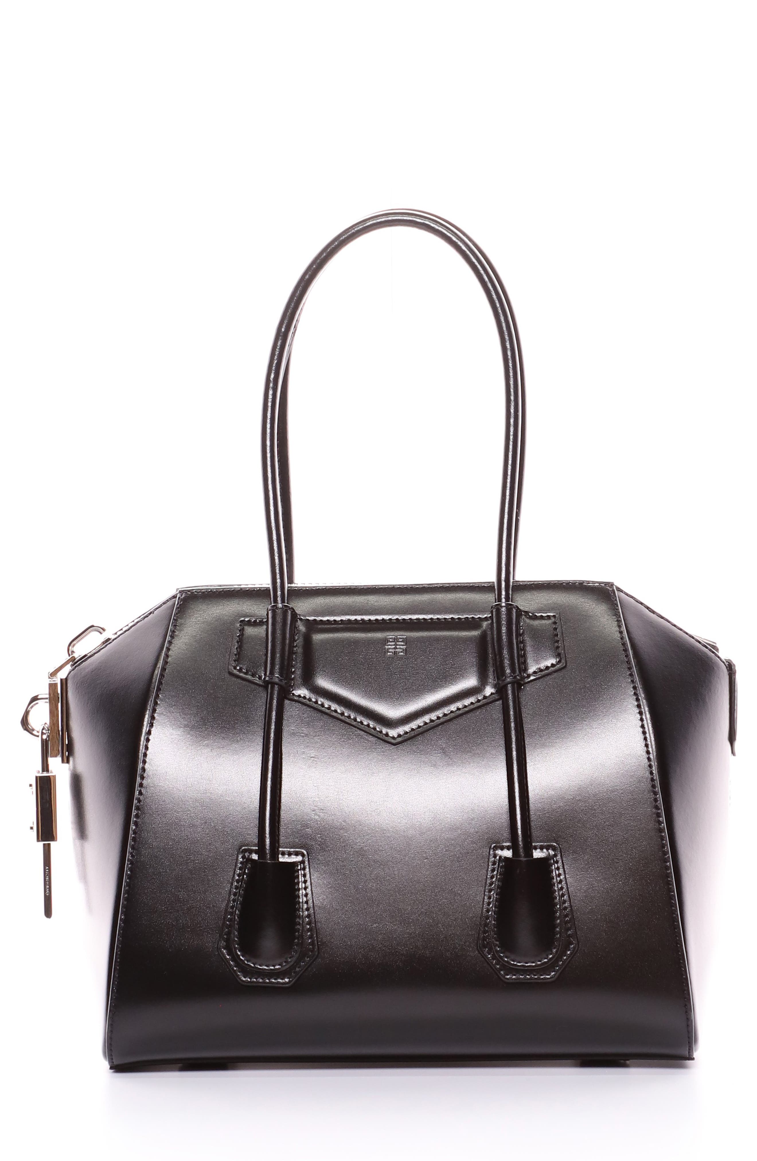 Givenchy Small Antigona Lock Leather Satchel, Main, color, 