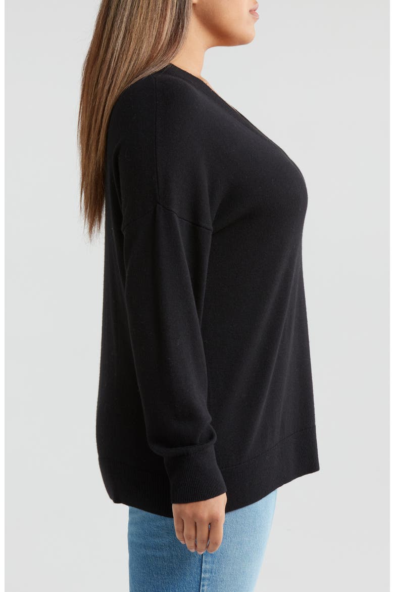 Relaxed V-Neck Sweater, Alternate, color, BLACK