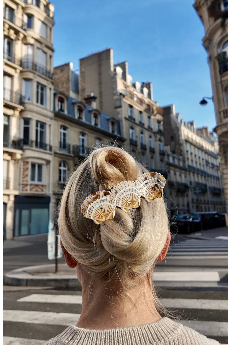 Hand-Painted Seashell Hair Comb, Alternate, color, CREAM