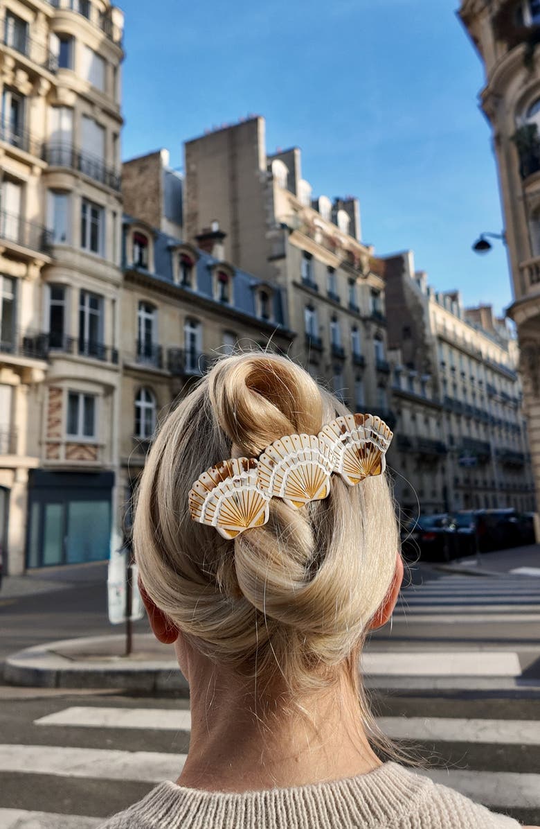 Solar Eclipse Hand-Painted Seashell Hair Comb, Alternate, color, 