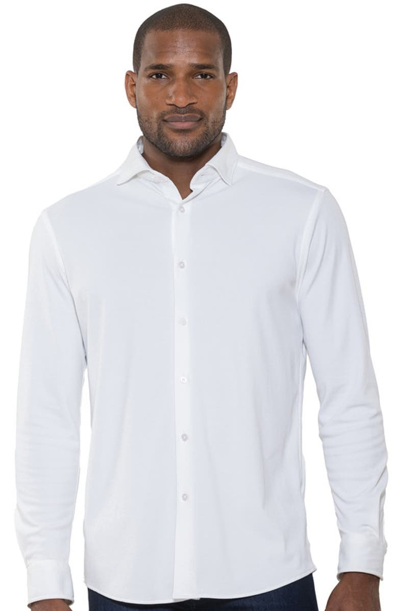 Luchiano Visconti Micro Melange Knit Shirt, Main, color, White