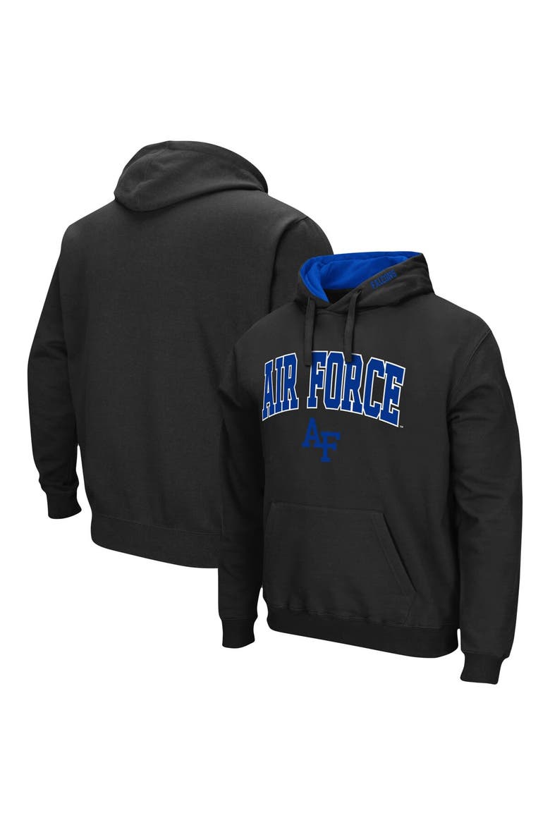 Men's Colosseum Black Air Force Falcons Arch & Logo 3.0 Pullover Hoodie, Alternate, color, Black