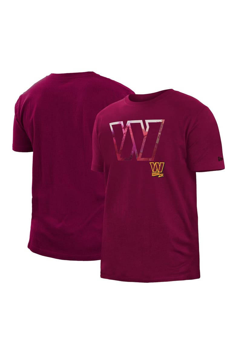 Men's New Era Burgundy Washington Commanders 2022 Sideline Ink Dye T-Shirt, Main, color, Red