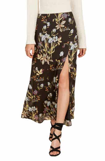 Floral-Printed Button Chiffon Maxi Skirt
