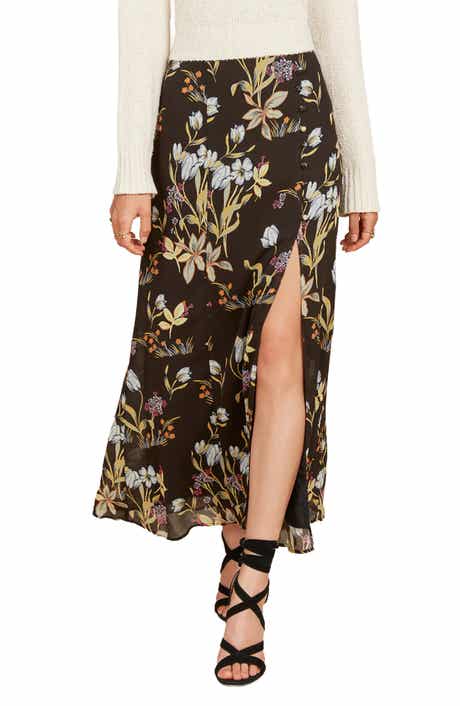 Floral-Printed Button Chiffon Maxi Skirt