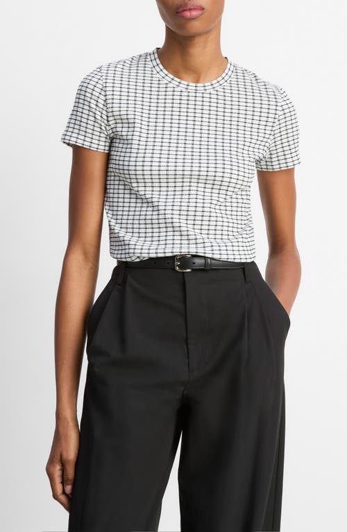 Vince Check Short-sleeve Crewneck Top