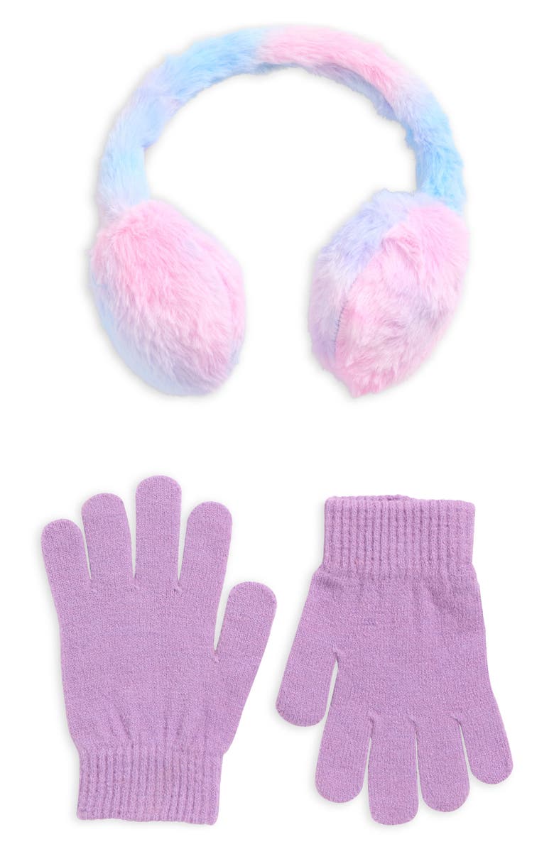 Capelli New York Kids' Faux Fur Earmuffs & Gloves Set, Main, color, Lilac